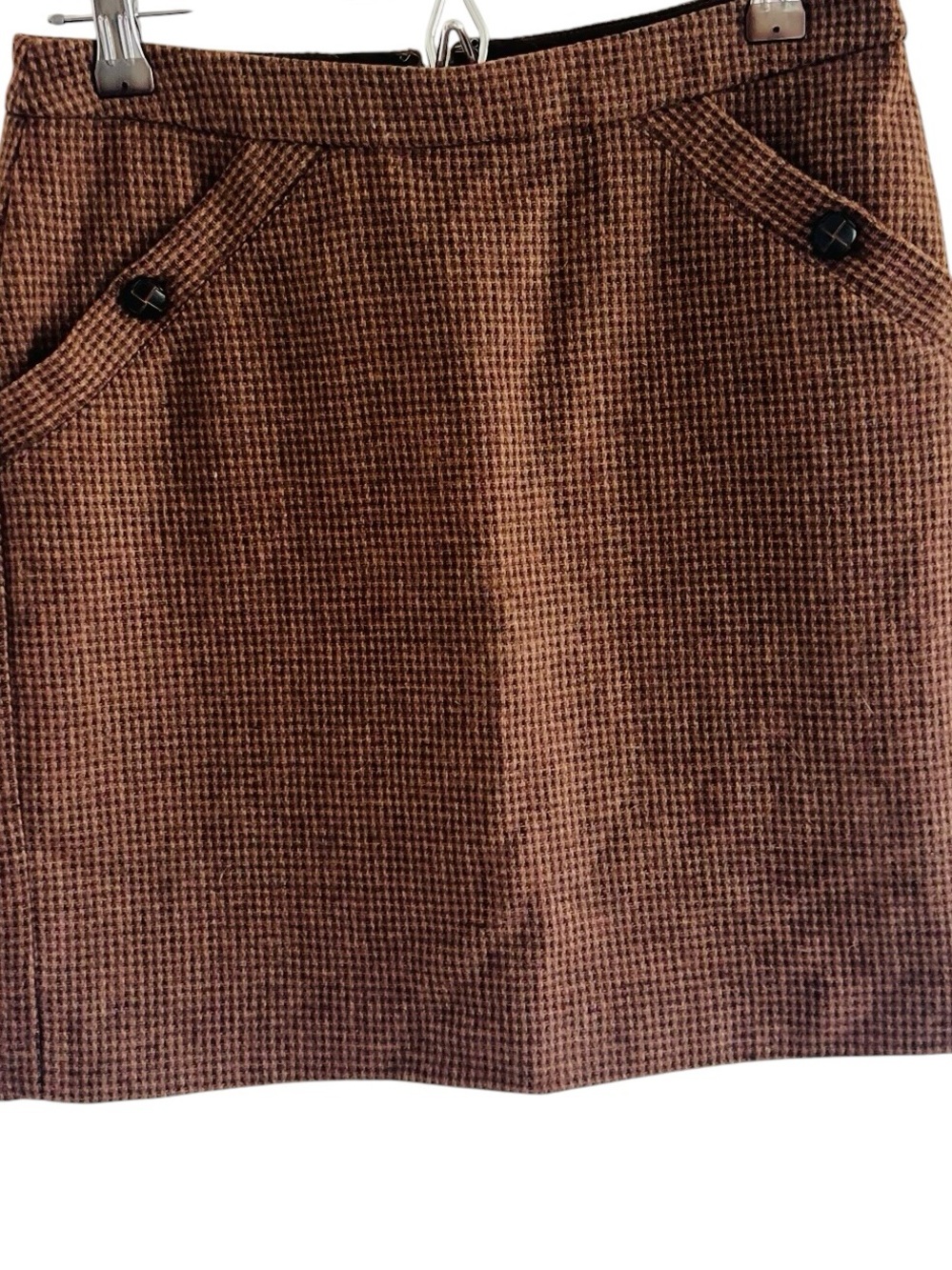 Banana Republic Brown Houndstooth Mini Skirt with Button Trim